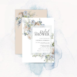Invitación Duste ducha azul y Rubor rosa floral de novia
