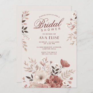 Invitación Duste ducha de novia con flores rosadas