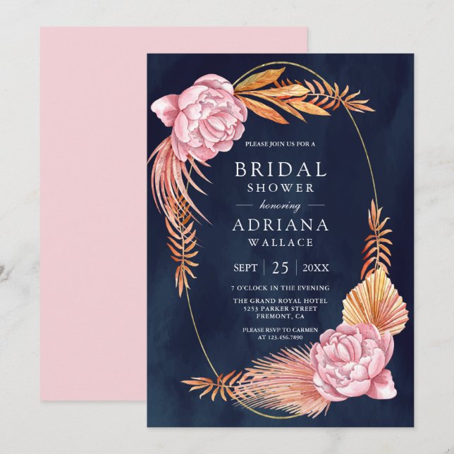 Invitación Duste ducha de novia de la Marina de Palma Seca de (Anverso / Reverso)
