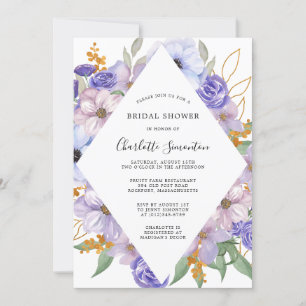 Invitación Duste ducha de novia morada azul violeta