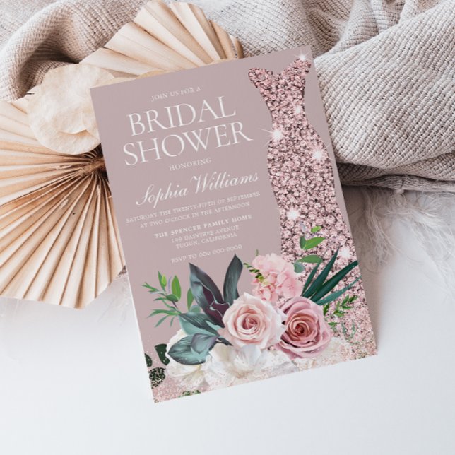 Invitación Duste ducha de novias en Rubor con flores botánica (Subido por el creador)