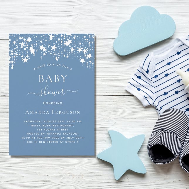 Invitación Duste estrellas blancas azules niño ducha de bebé  (Subido por el creador)