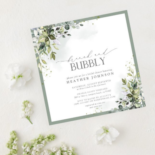 Invitación Duste eucalipto azul Brunch & Bubbly Shower (Subido por el creador)