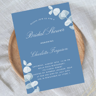 Invitación Duste eucalipto blanco azul brillante ducha de nov