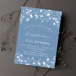 Invitación Duste fiesta de cumpleaños de estrellas blancas az<br><div class="desc">Fondo azul turbio,  decorado con estrellas blancas. Personalice y dé detalles de su nombre y fiesta. Fondo azul polvoriento.</div>