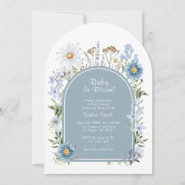 Invitación Duste Fiesta de té azul en un Baby Shower en flor