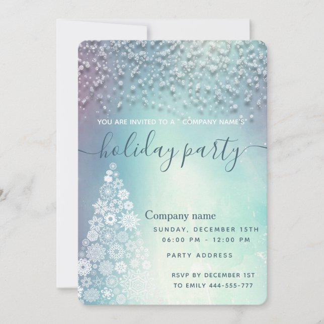 Invitación Duste fiesta de vacaciones de nieve azul (Anverso)