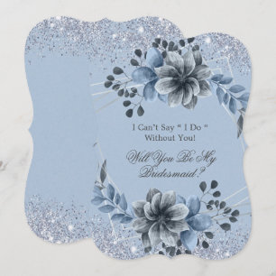 Invitación Duste Floral Azul, tú eres mi dama de honor