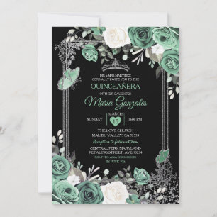 Invitación Duste Green Charra Mexicana Mis Quince Mariposa
