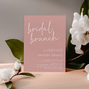 Invitación Duste guión Minimalista rosado brunch de novia