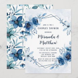 Invitación Duste Marina Azul acuarela Parejas Florales Ducha