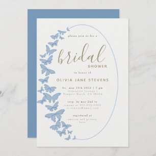 Invitación Duste mariposa azul Boho Frame Ducha de novia