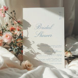 Invitación Duste minimalista caligrafía azul ducha de novia<br><div class="desc">Elegante caligrafía polvorienta escritura azul invitación moderna a la ducha de novia.</div>