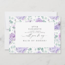Invitación Duste Morado Floral Múrpura Serás Mi Novia