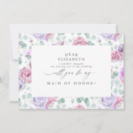 Invitación Duste Morado Floral Múrpura Serás Mi Novia Invi