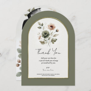 Invitación Duste Olive Olive Pink Watercolor Floral Gracias