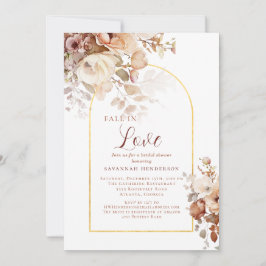 Invitación Duste Oro Rosa Cae En Amor Floral Ducha De Novias