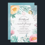 Invitación Duste Pastel Tropical Floral Bat Mitzvah<br><div class="desc">Invitación del murciélago de playa de verano mitzvah con follaje tropical y tipografía de escritura a mano elegante.</div>