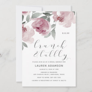 Invitación Duste Rosa acuarela Bridal Brunch Bubbly Shower