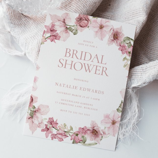 Invitación Duste Rosa acuarela Floral Bridal Shower (Subido por el creador)
