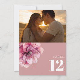 Invitación Duste Rosa acuarela Floral Foto número de tabla