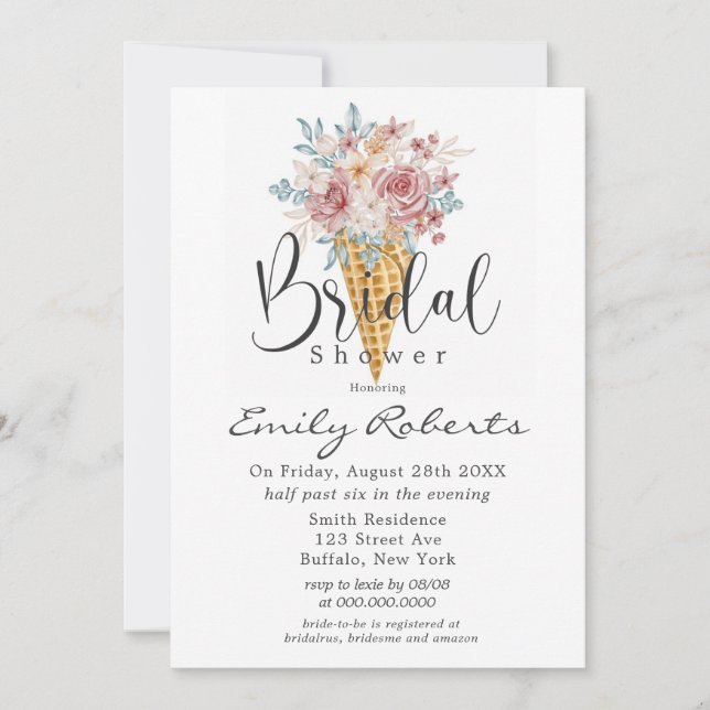 Invitación Duste rosa azul tan helado crema de hielo cone duc (Anverso)
