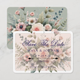 Invitación Duste Rosa Botánico Save The Date Elegant Floral