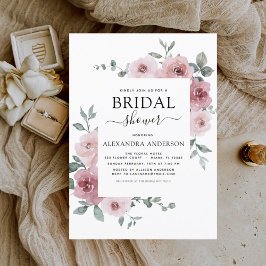 Invitación Duste Rosa Bridal Rosa Ducha Floral Verdor