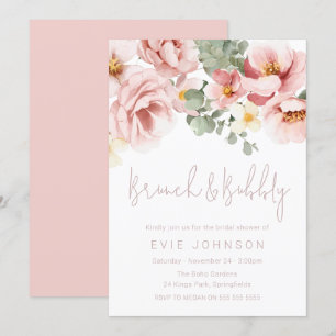Invitación Duste Rosa Brunch & Bubbly Bridal Shower