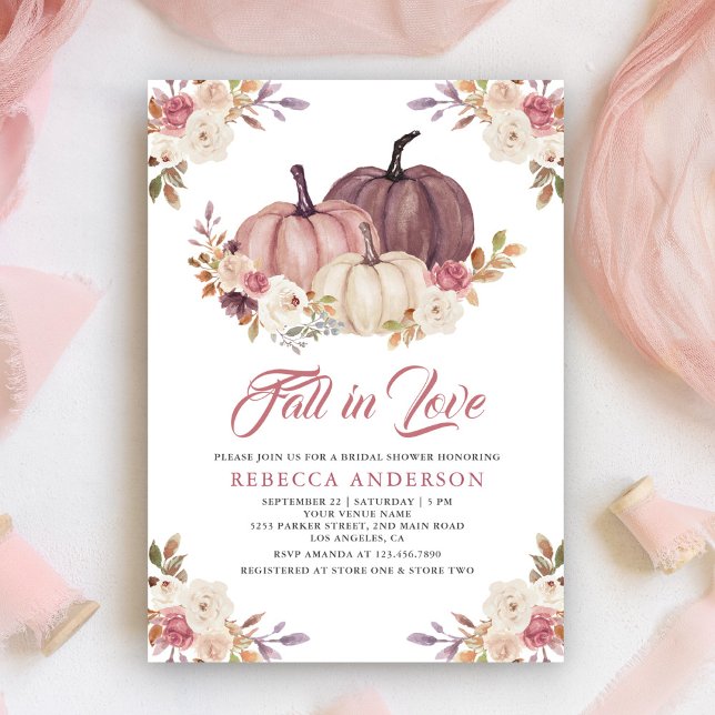 Invitación Duste Rosa Calabaza rosa Floral Bridal Shower (Subido por el creador)
