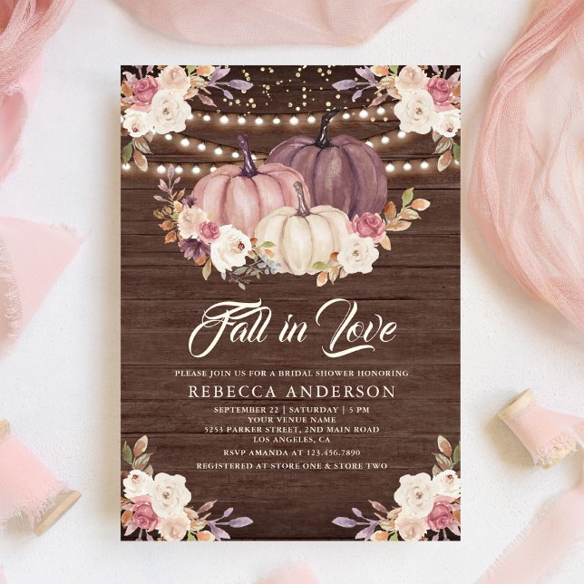 Invitación Duste Rosa Calabaza rosa Floral Madera Floral Duch (Subido por el creador)