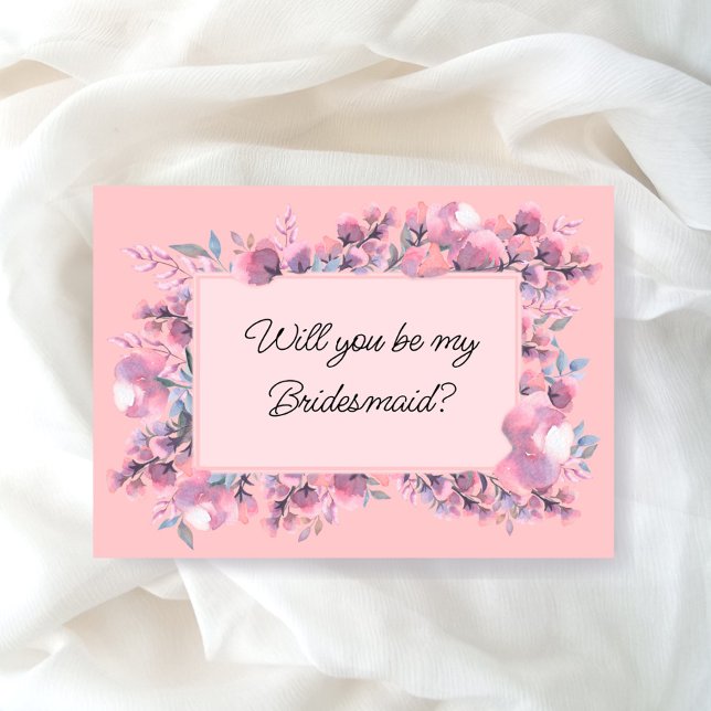 Invitación Duste Rosa Floral a la dama de honor propuesta (Subido por el creador)