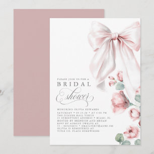 Invitación Duste Rosa Floral Elegante Ducha Bridal