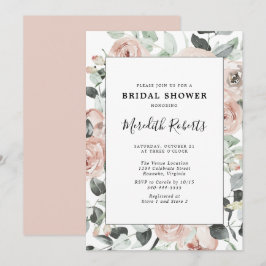 Invitación Duste Rosa Floral Eucalyptus Bridal Shower