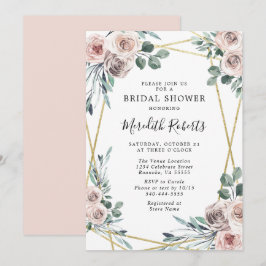 Invitación Duste Rosa Floral Greenery Bridal Shower