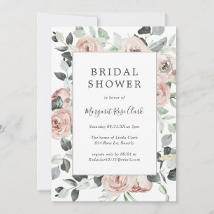 Invitación Duste Rosa Floral Rosa Sage Greenery Bridal Shower