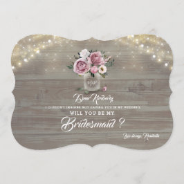 Invitación Duste Rosa Floral Rustic Serás Mi Novia