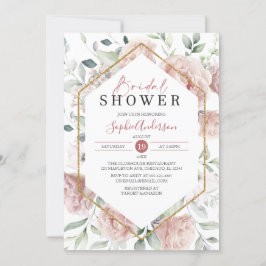 Invitación  Duste Rosa Gold y Eucalyptus Boho Bridal Shower
