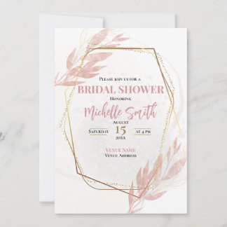Invitación Duste Rosa Oro Eucalyptus Floral Bridal Shower