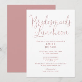 Invitación Duste Rosa Rosa Elegante Bridesmaids Luncheon