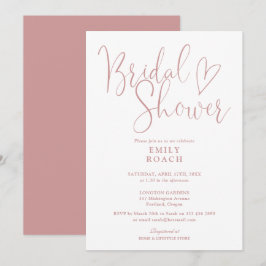 Invitación Duste Rosa rosa elegante guión elegante ducha de n