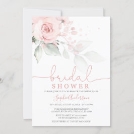 Invitación Duste Rosa Rubor Floral rosa ducha de novia