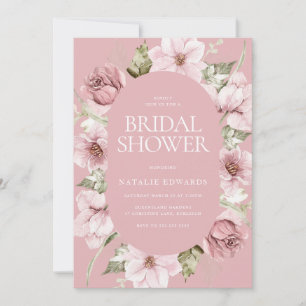 Invitación Duste Rosa Rubor Watercolor Floral Bridal Shower