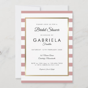Invitación Duste Rosa Stripe Boda Bridal Shower