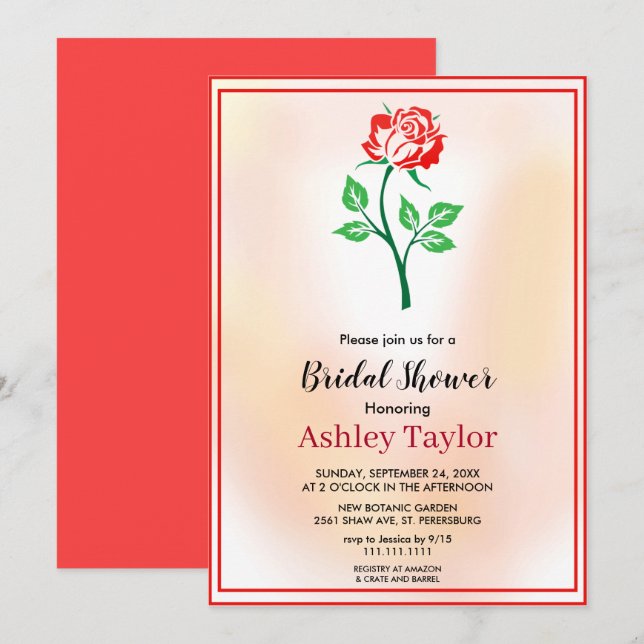Invitación Duste rosa verde boho otoño floral Bridal Shower (Anverso / Reverso)
