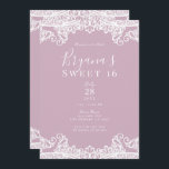 Invitación Duste rosa y blanco encaje elegante dulce 16 Fiest<br><div class="desc">Personalizar para cualquier evento</div>