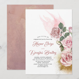 Invitación Duste Rosa y Purpurina de oro