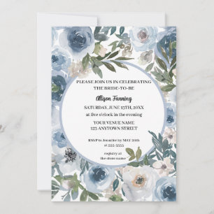 Invitación Duste Rosas azules acuarela ducha de novia