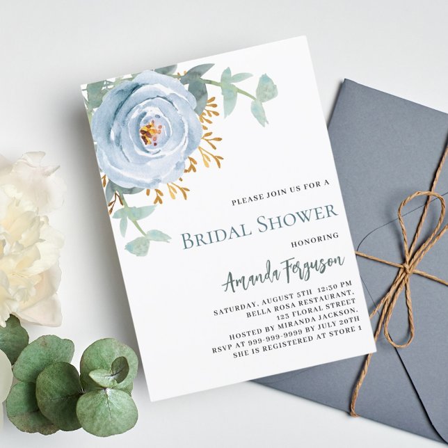 Invitación Duste verde azul floral Bridal Shower (Subido por el creador)