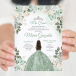 Invitación Duste Verde y Plata Mis Quince Floral Quinceañera<br><div class="desc">Invitación de Quinceañera de Floral Verde y Plata Dusty Mis Quince Anos,  15º cumpleaños, </div>